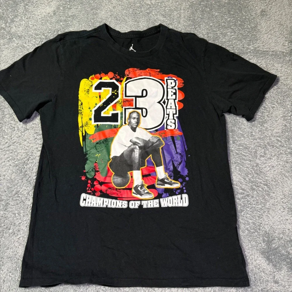 Jordan 23 Peats Champions World Graphic T Shirt NBA Michael Jordan‎ Size Large